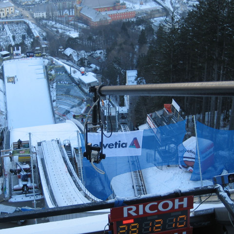 Ski jumping in Austria-Up high&freezing cold